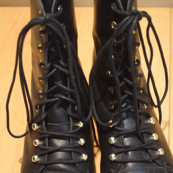 Joie Leather Biker Lace Up Combat Boots Size 37 Womens Excellent Used Condition! - Picture 2 of 10